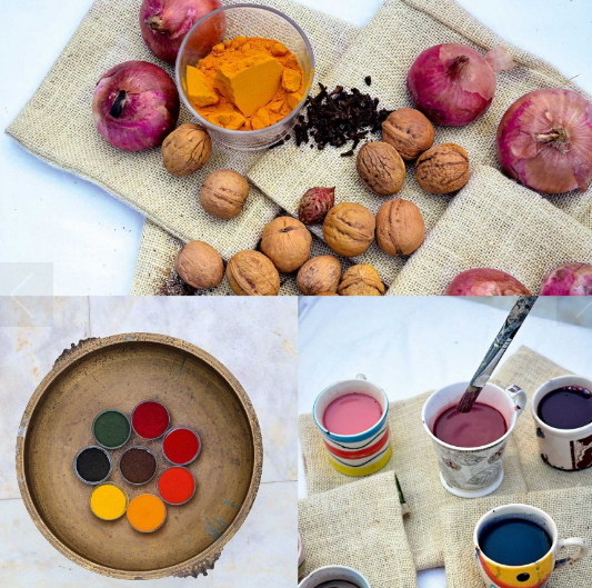 Various sources of yarn natural color dyes — extracted from plants, rocks, minerals, nuts, barks of trees, among other sources—have a finer patina and last longer compared to chemical dyes. The powdered natural ingredients are turned into liquid dyes